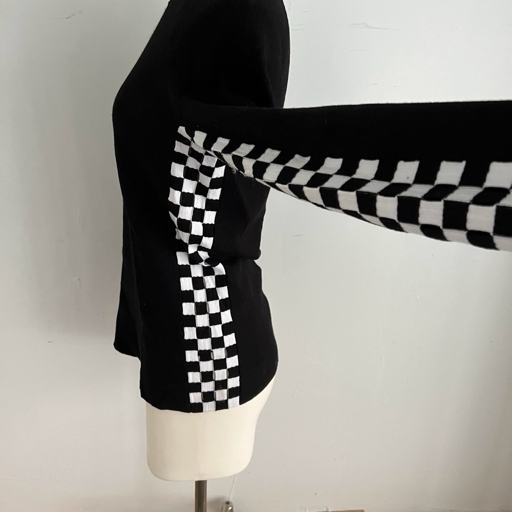 RARE Alexander Wang Checkered‎ Cutout Sleeve Sweater - Picture 5 of 12